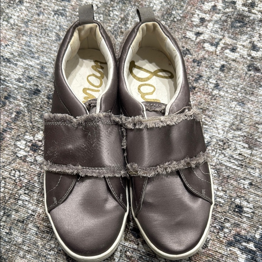 Sam Edelman Silver Satin Slip-On Vans
